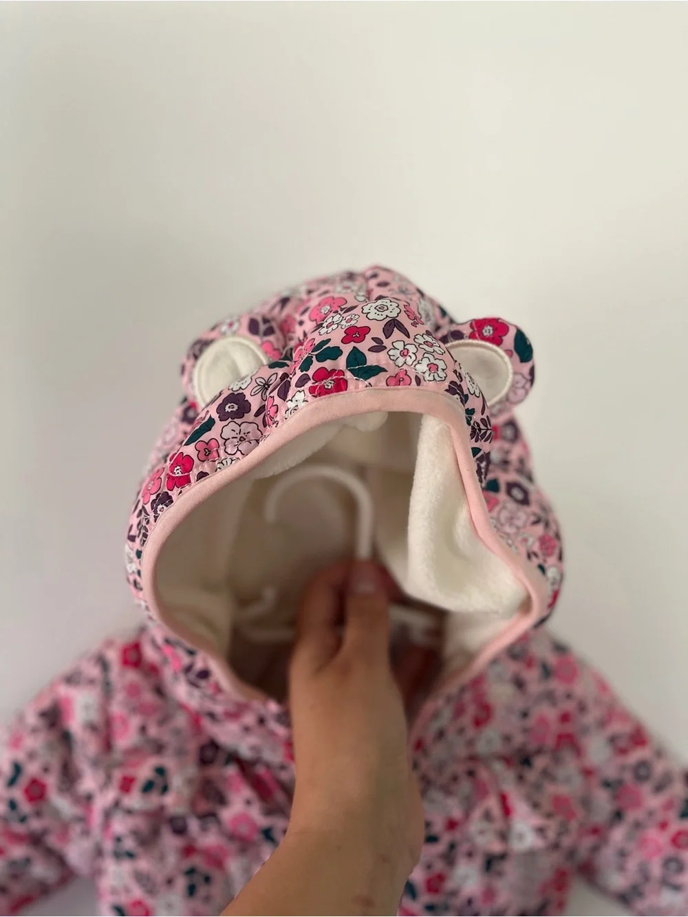 BearPaw Pink Floral Footed Baby One-Piece